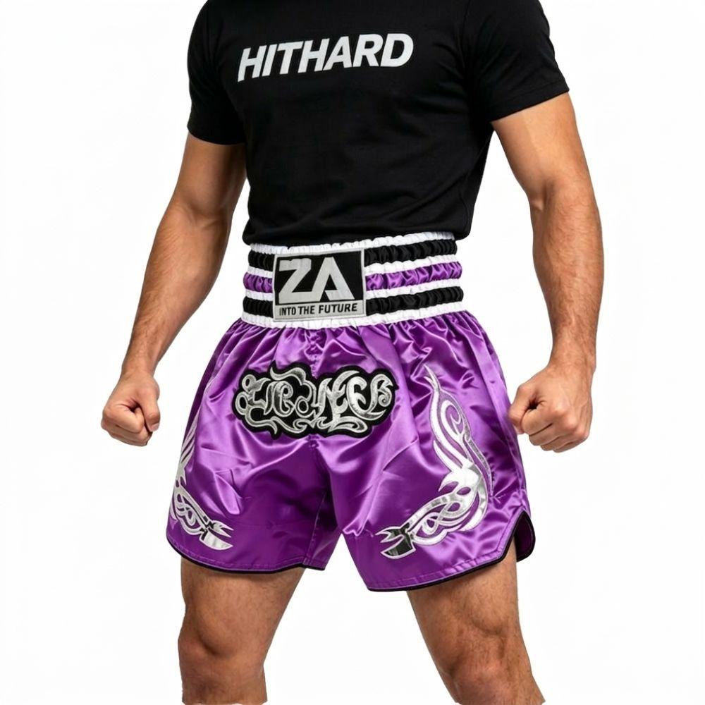 Satin Material Boxing Shorts Embroidery Design Kickboxing Shorts New Fight Shorts  MMA Training
