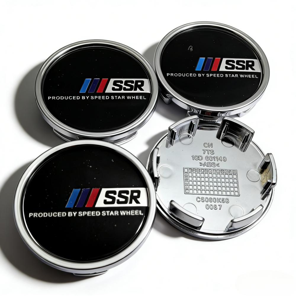 4pcs SSR Logo Emblem Badge Car Wheel Center Caps 58MM Clips 53MM Wheels Hub Cap Rim Hubcaps Dust Cover Replace Car Accessories