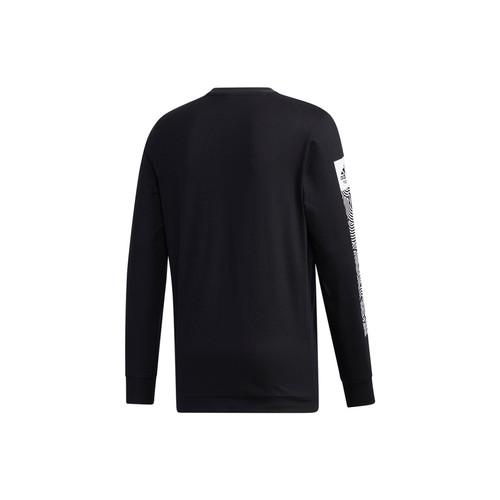 adidas Printed Loose Fit Long-Sleeve Breathable Sports T-Shirt for Men, Black