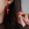 Red Festive Earrings - Sterling Silver Studs with Chinese New Year Auspicious Design