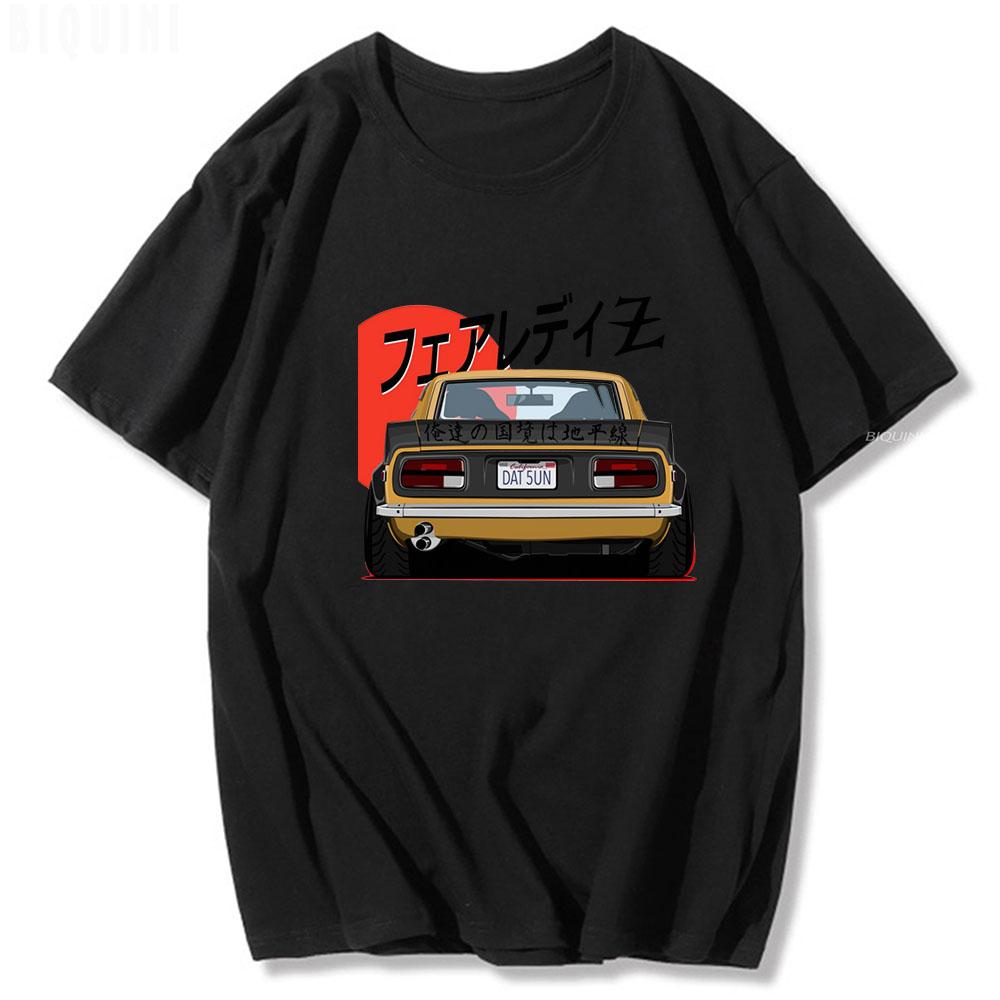 T-shirts Konsttryck Japansk Stil Retrobil 90-tal 100% Bomull Sommar EU-storlek Toppar Casual Harajuku Kortärmad Lös