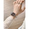 Women Metal Leather Watch Band for Apple Watch Series Ultra 11/10/9/8/7 SE Splice Leather Strap for 38 40/41/42/44/45/46/49mm Replacement Bracelet