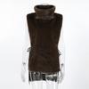 Autumn and winter fashion imitation fur vest women's new European and American temperament commuting versatile plush sleeveless turtleneck vest