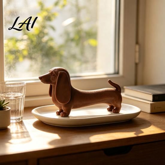 Unique Housewarming Presents Vintage Dachshund Dog Figurine Wiener Statue Rustic Animal Tabletop Retro Style Interior Decor Ornament Cute