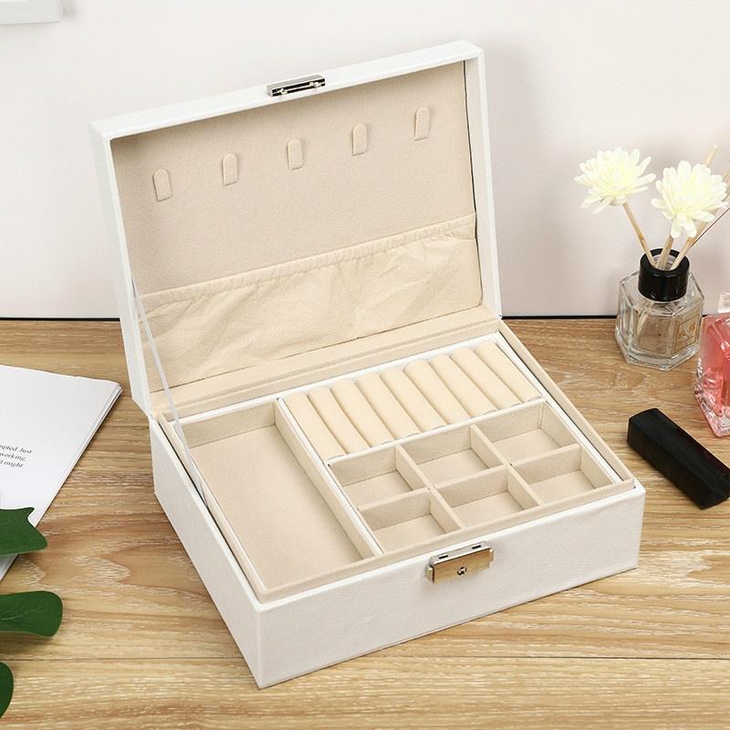 2layer PU Leather Wrist Watch Jewelry Display Box Women Fashion Jewelry Earring Storage