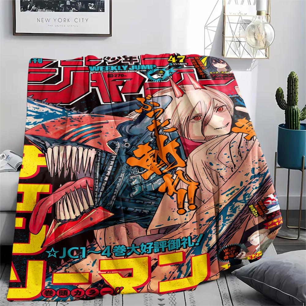 1Pc Chainsaw Man Print Flannel Blanket, High quality Comfortable for All Seasons, Home Decor, Warmth and Comfort, Perfect for Christmas Gifts
