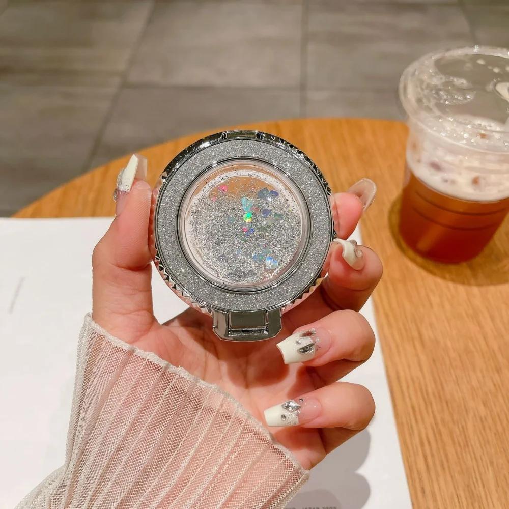 

Магнитный держатель для задней крышки мобильного телефона, портативный модный блестящий держатель для телефона для iPhone 15 14 13 Pro Max Samsung Galaxy серебряный