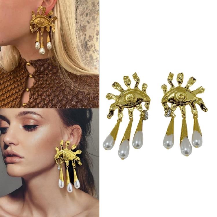 Exaggerated Eye Shape Dangle Earrings Statement Earring Alloy Texture Ear Studs Accessory Present for Woman and Girls