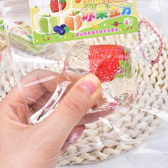 Crystal Ice Jelly Squeeze Toy TPR Soft Fruit Stress Reliever Mud Texture Fidget Sensory Toy for Party Game Relaxation Tool