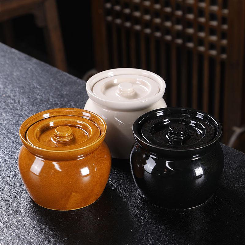 Ceramic Double Boiler Stew Pot 500ml - High-Temp Resistant for Home Cooking