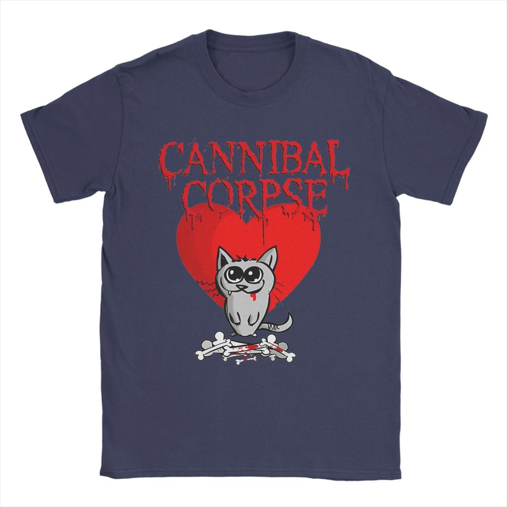 Vintage Cannibal Corpse Heart Cat TShirts for Men Round Collar Cotton T Shirts Short Sleeve Tee Shirt Graphic Tops