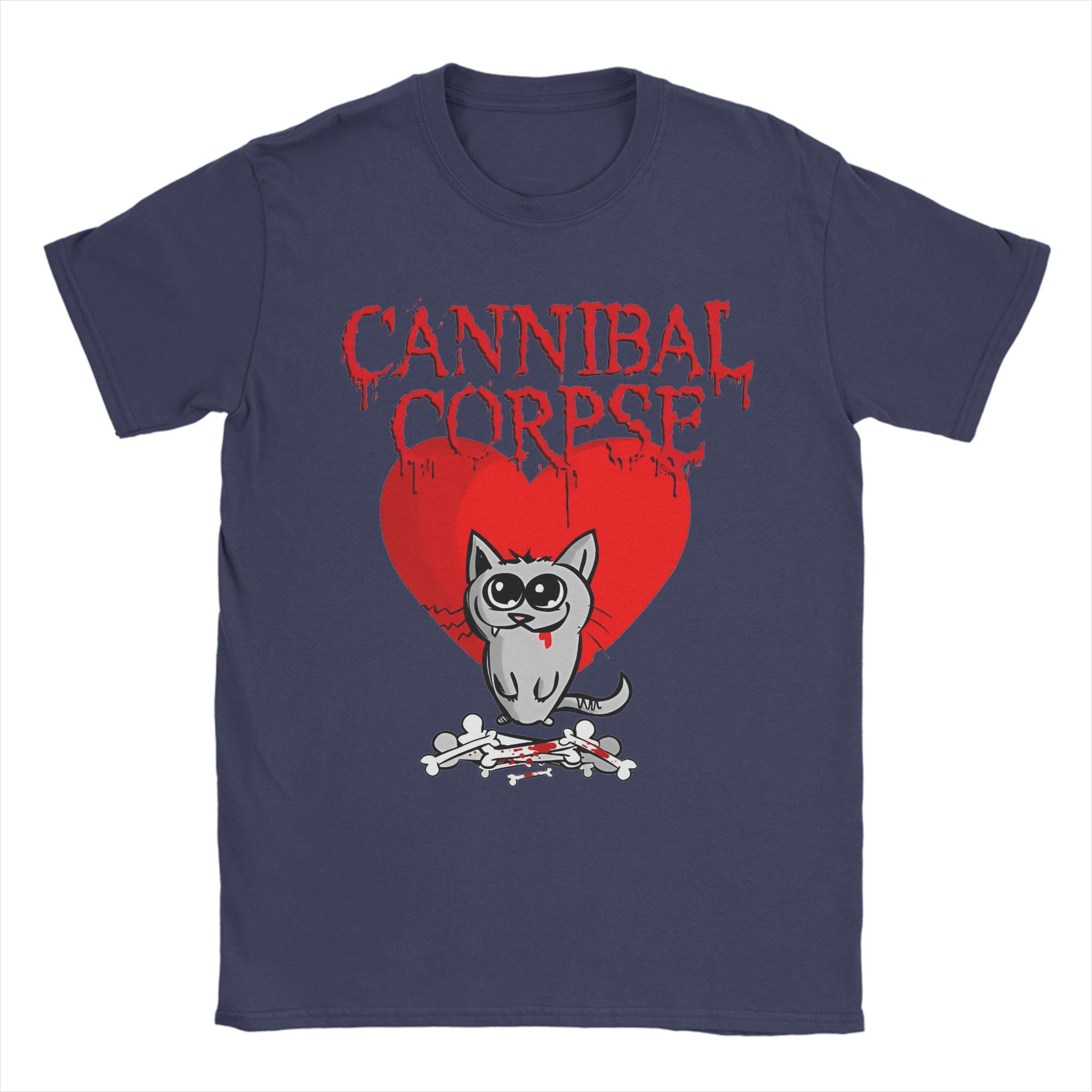 

Vintage Cannibal Corpse Heart Cat TShirts for Men Round Collar Cotton T Shirts Short Sleeve Tee Shirt Graphic Tops 4XL