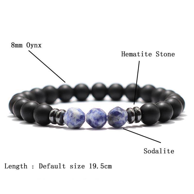 Fashion Mens Bracelet Black GlassBbeads Braclet Irregular Natural Tiger Eyes Sodalite Beaded Braslet Pulsera Hombre Accessories
