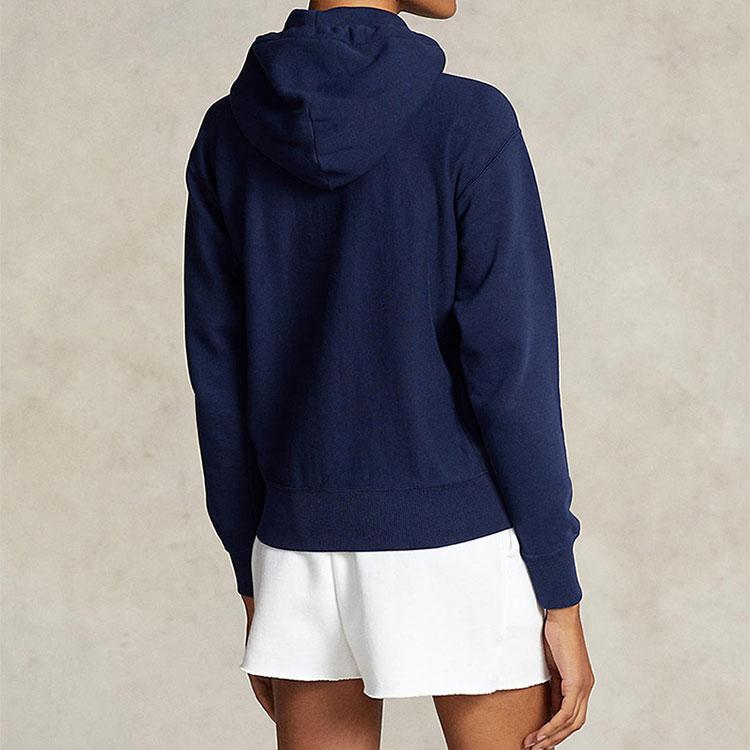 Polo Ralph Lauren FW23 Brand Logo Embroidered Hooded Cardigan Sweatshirt Women Sweatshirt Navy-Blue 211841657-002