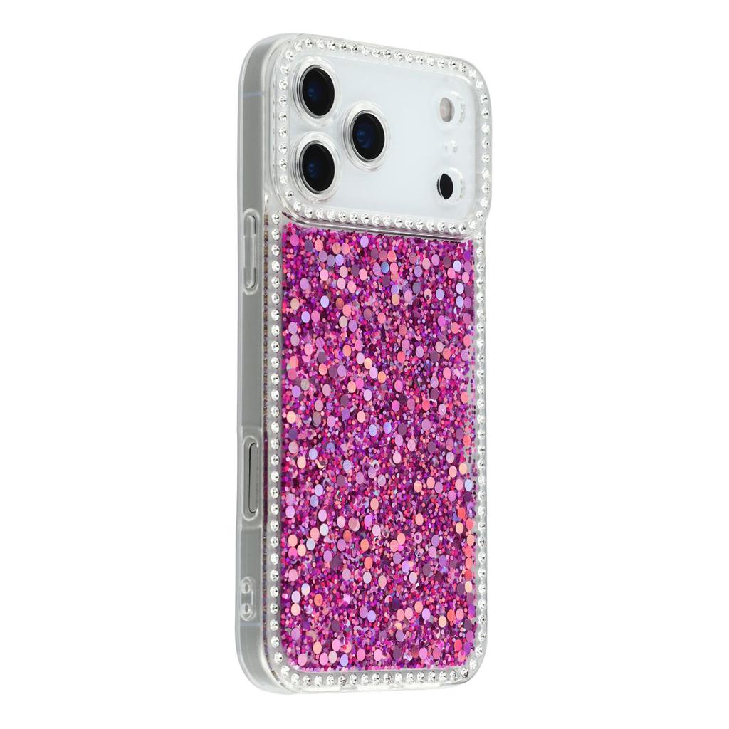 For iPhone 17 Pro Case Rhinestone Edge Glitter Epoxy TPU Phone Cover
