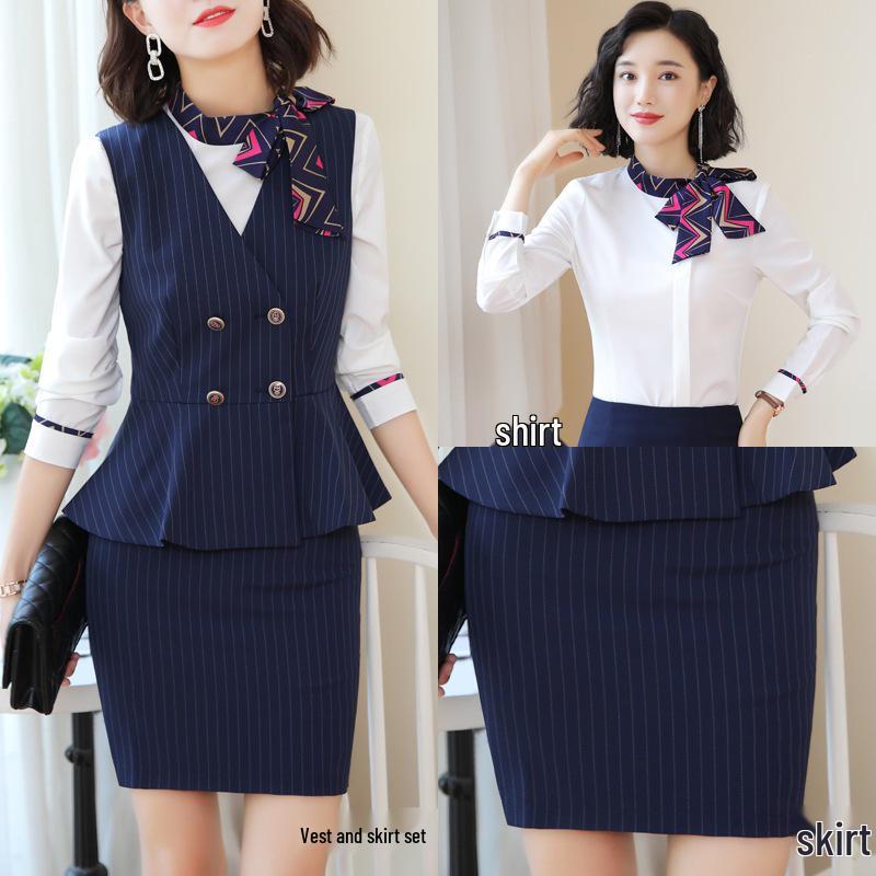 Women's Professional Vest Suit Set for KTV Hotel Receptionist Interview