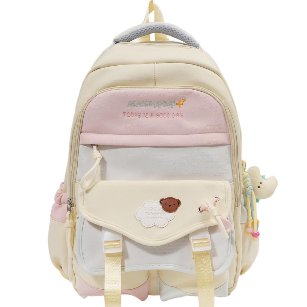 Junior high school student schoolbag female cute color matching large-capacity computer backpack practical thickened wear-resistant casual backpack