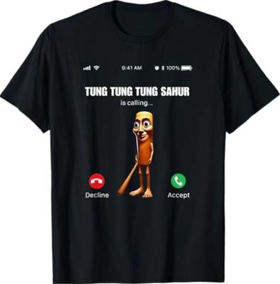 Tung Sahur Rufend Lustig Angeln Gehirnfäule Witz Jungs Meme T-Shirt