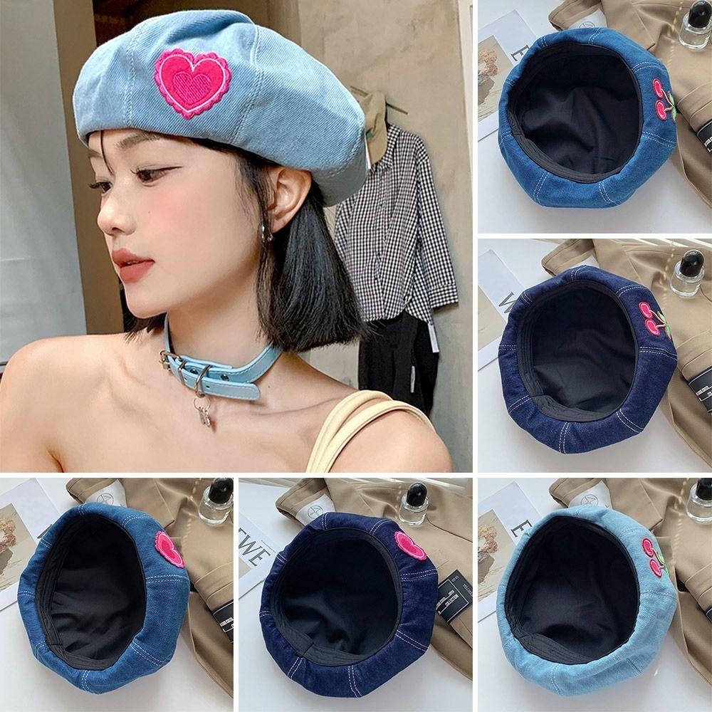 

Розовые джинсовые береты, дышащая панама, ретро кепки газетчика, женские кепки