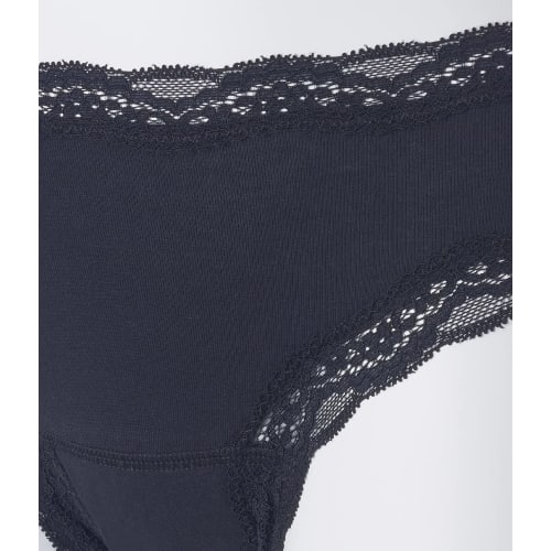 Peach John [Sanitary Shorts, Winged, Non-slip, Reduces Odors] Daily Lace Trim Sanitary Shorts, Black, Size L