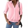 Tops Femininos Camisas Casuais Tops Manga Comprida Decote V Túnicas Camisas Largas
