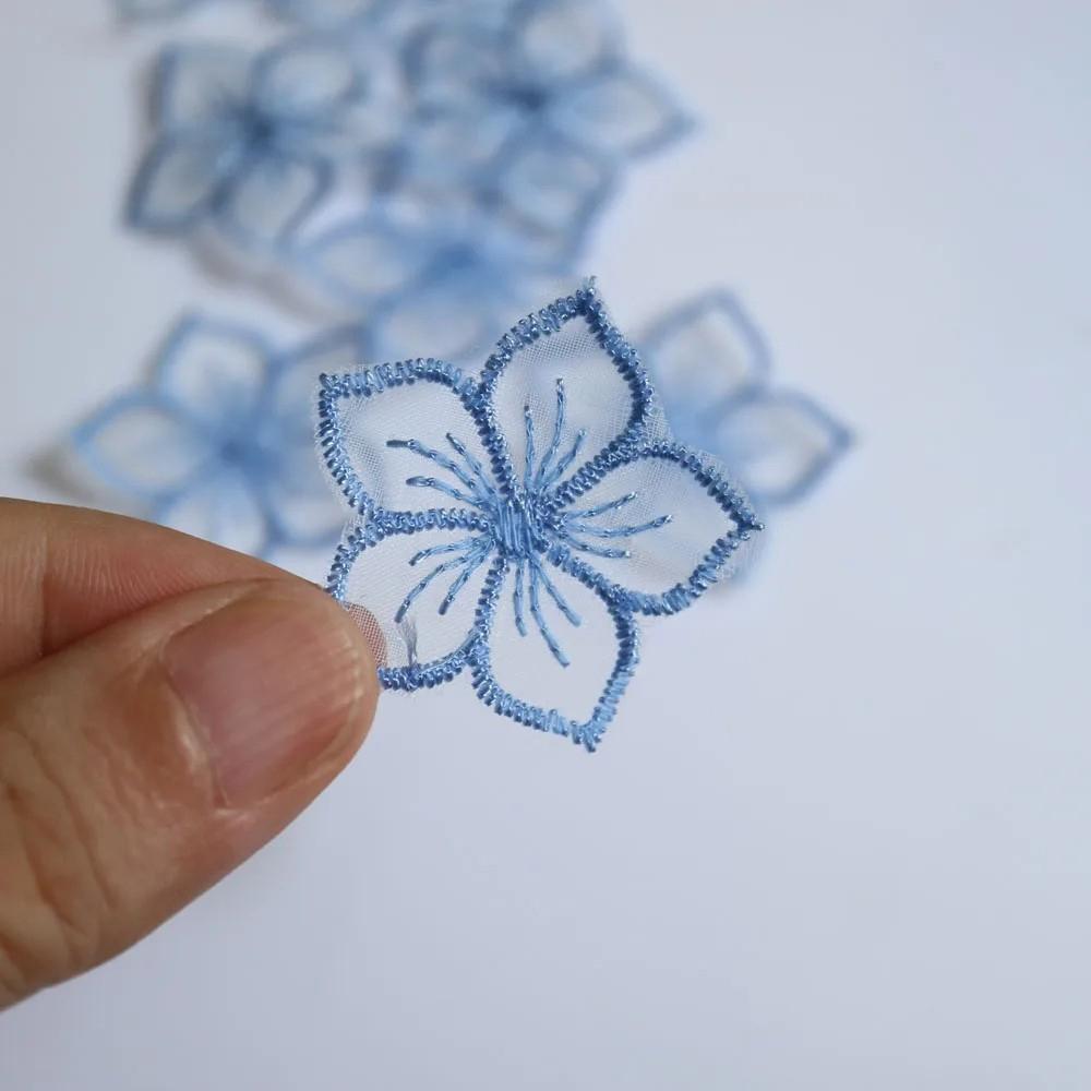 10Pcs Black White Lace Embroidered Flowers Patches Applique Patch Decoration