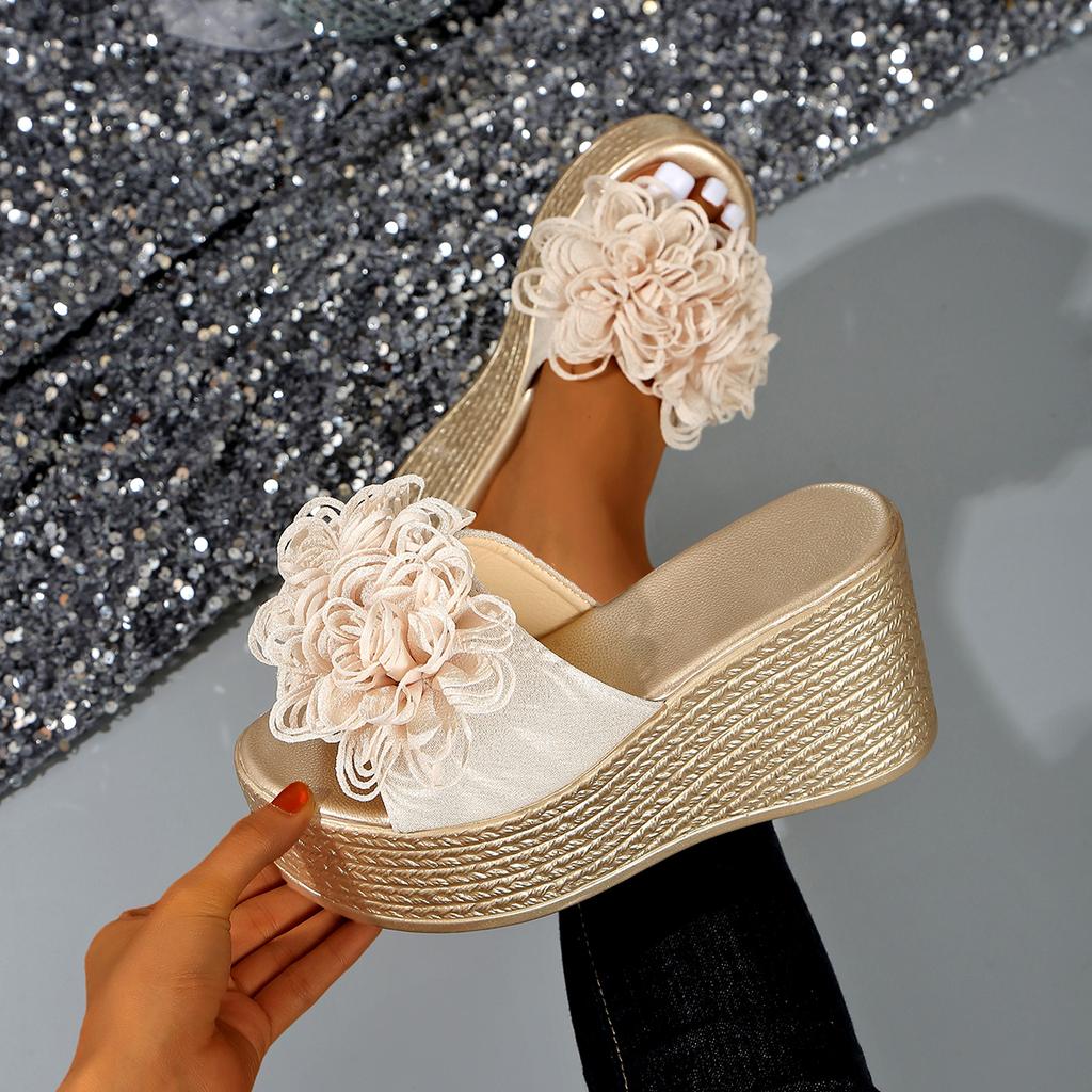 Fashion Luxury Sandals Women Designers Wedges Sandals Women Slippers Summer Beach Platform Shoes Flower Women High Heel Slippers Fashion