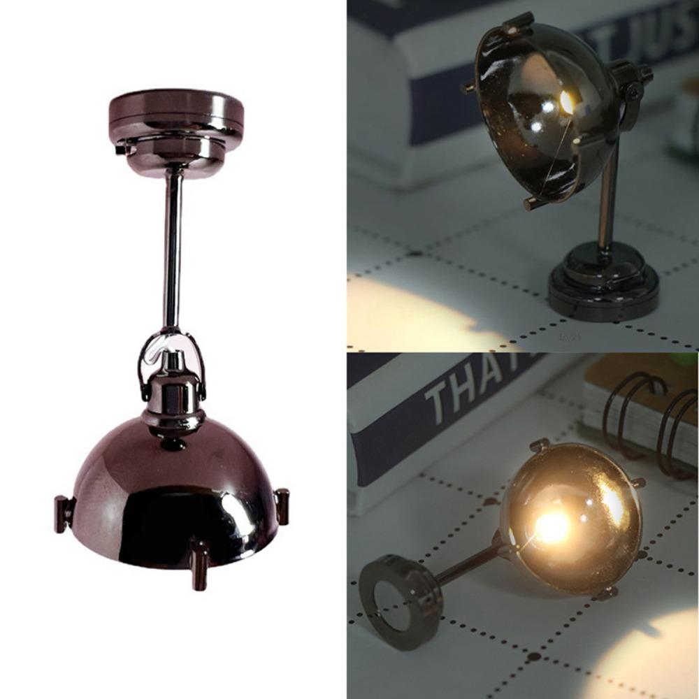 1:12 Miniature LED Golden Light Mini Home Table Lamp Model  Doll House Accessories