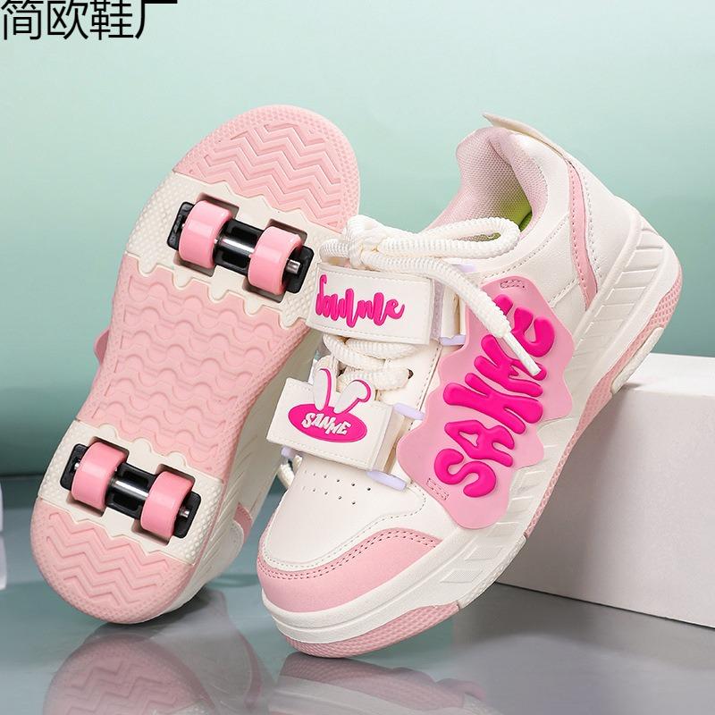 Kids Four Wheel Runaway Shoes Boys Girls Adults Burst Shoes Flying Shoes Shoes Women's School with Wheels