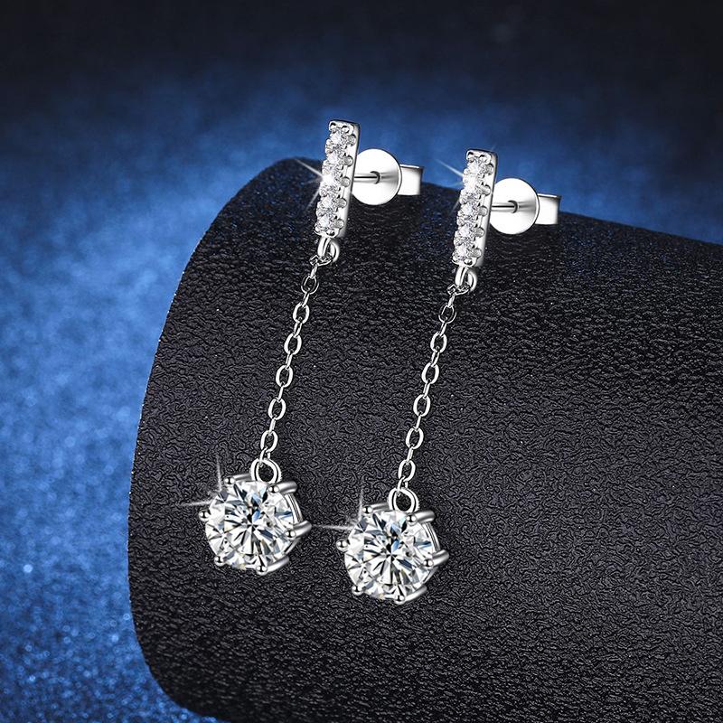 NeeTim 1ct Moissanite Studs Drop Earrings for Women Lab Diamond 925 Sterling Silver Women s Earring Wedding Party Stud Earring 1ct and 1ct 6.5mm