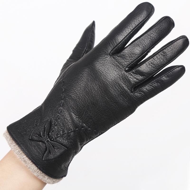 High Quality Ladies Faux Deerskin Leather Gloves Winter Warm Fashion Gloves for Women 8030