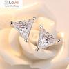 925 Sterling Silver Stud Earrings High Quality Woman Fashion Jewelry Retro Simple Triangle Crystal Zircon Earrings