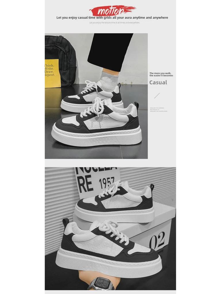 Erkek 2025 İlkbahar Kore Tarzı Nefes Alabilir Çok Yönlü Günlük Spor Ayakkabılar - Öğrenciler için Trend Yükseklik Artırıcı Spor Ayakkabılar