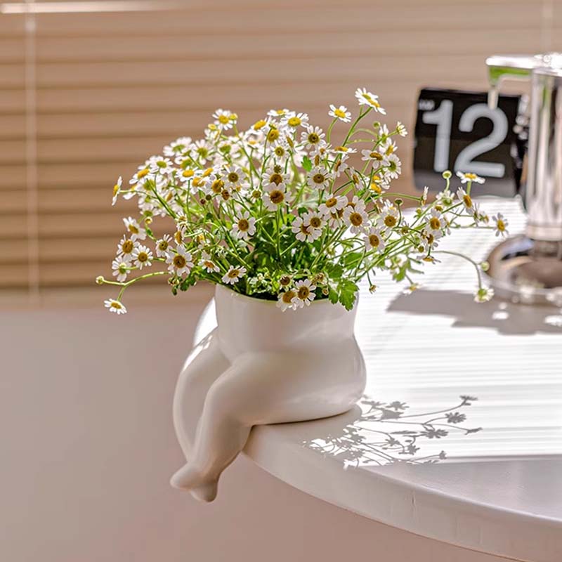 Fashionable Creative Figure Flowerpot Desktop Ornament Dried Flower Arrangement Nordic Style Seated Flowerpot Home Decoration