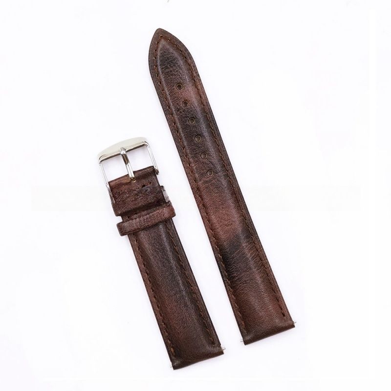 Universal Leather Watch Strap Suitable for 16mm/18mm/20mm/22mm/24mm Retro Edge Vegetable-tann Leather Strap Quick Release Replacement Watch Band