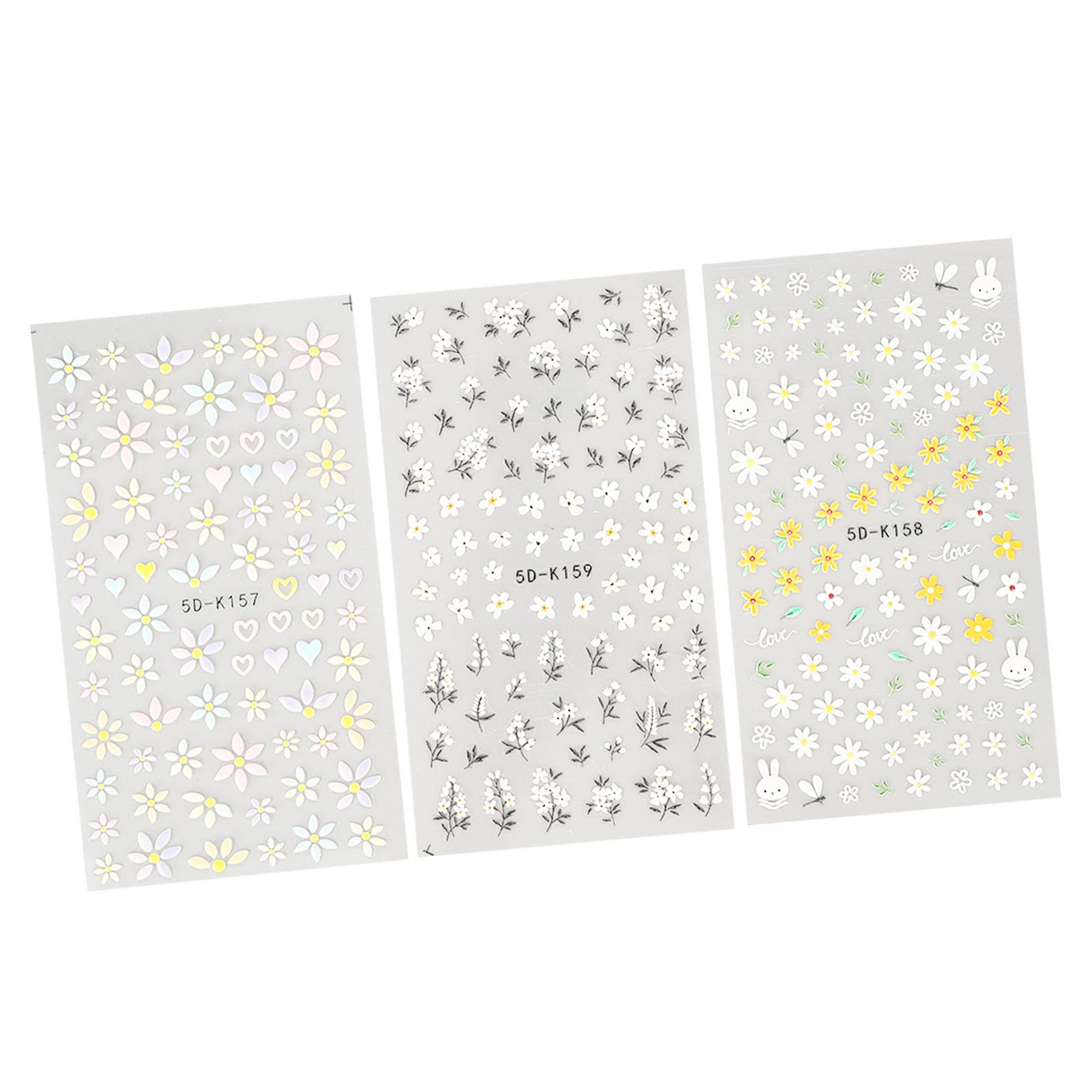 

3 шт. наклейки для нейл-арта самоклеящиеся весенние цветы долговечные декоративные наклейки для ногтей для DIY