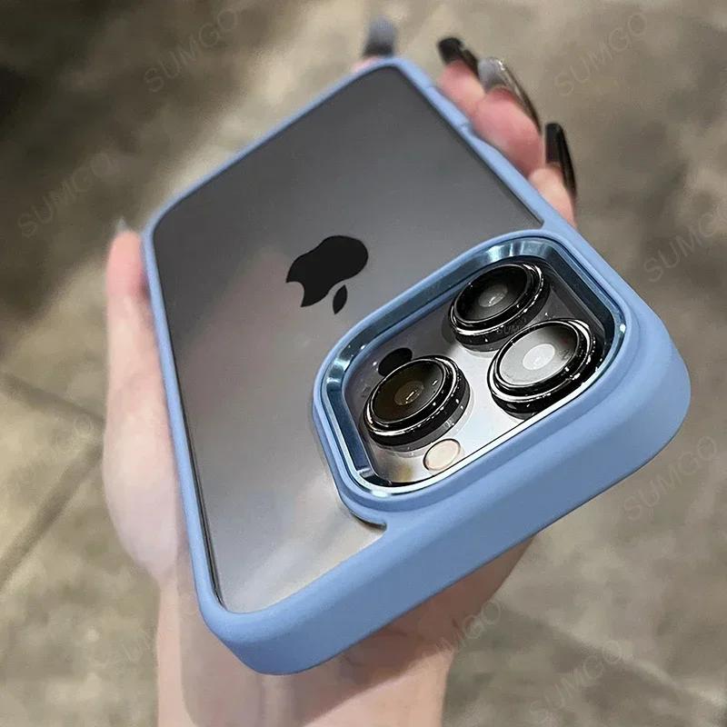 Husă Transparentă de Lux cu Bumper Metalic pentru Obiectiv pentru iPhone 15 14 13 12 11 Pro Max Mini X XS Max XR 7 8 Plus Silicon Acrilic Spate Dur