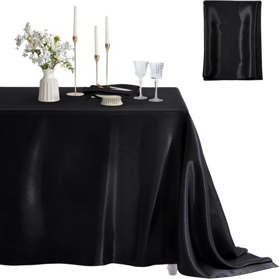 Tablecloth Nordic Style Smooth Satin Fabric Dustproof Protective Cover Wedding Party Dining Table Cloth