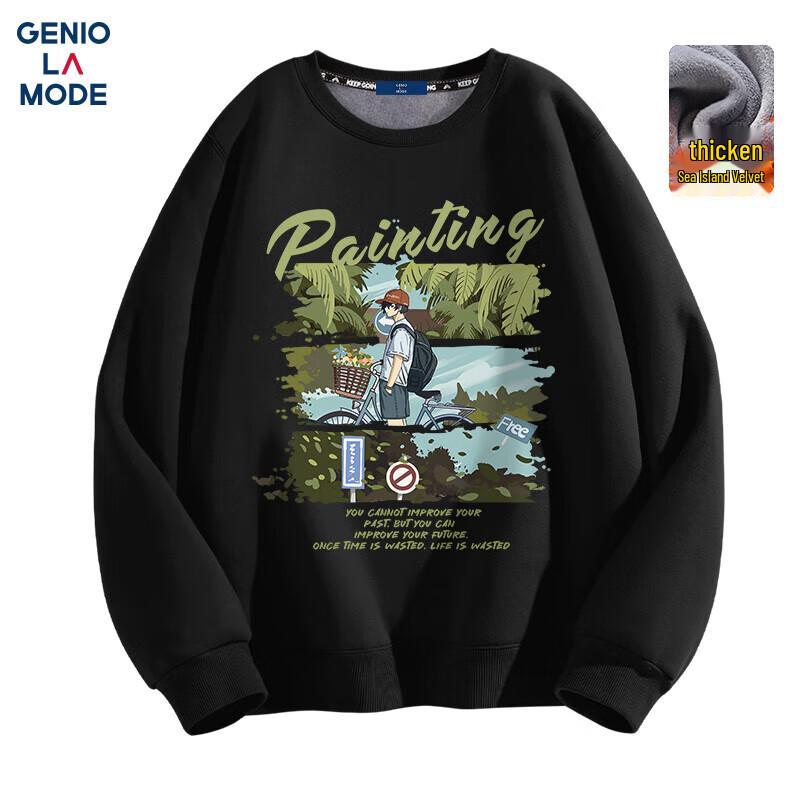 

GENIOLAMODE Men s Fleece Lined Crewneck Sweatshirt L