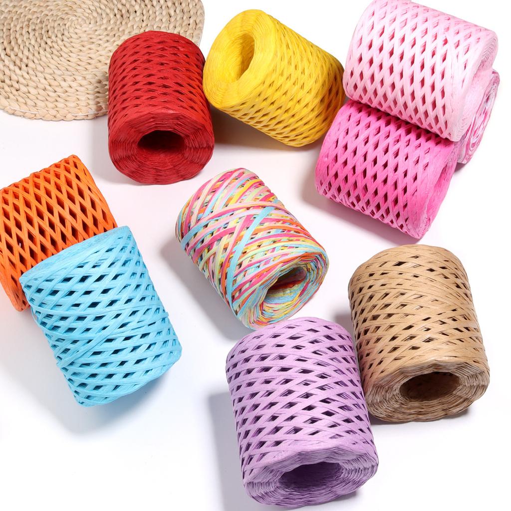 200M Natural Raffia Straw Yarn Eco Friendly Paper Thread For Hand Knitting And Crocheting DIY Craft Supplies For Summer Sunhat