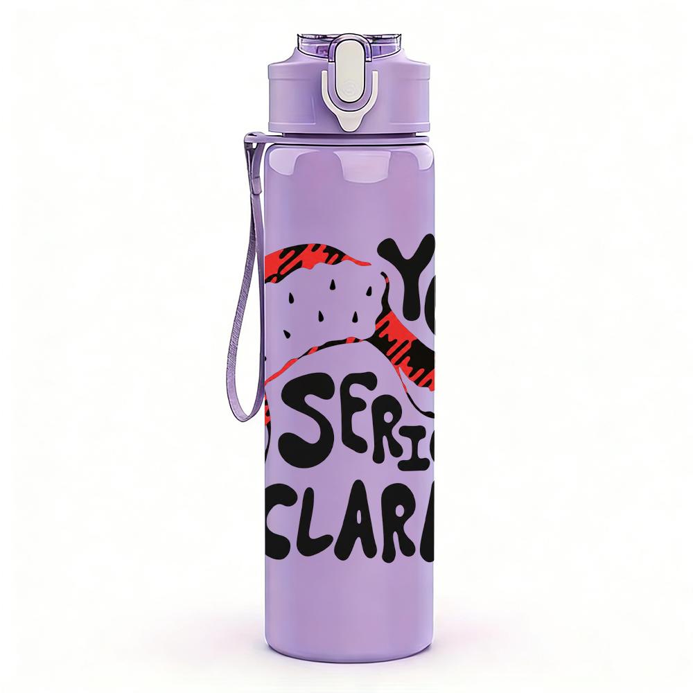 1PC You Serious Clark Santa Graphic,750ml Color Plastic Sports Water Bottle,Leakproof Flip Straw Lid,Suitable for Sports Office Home Use