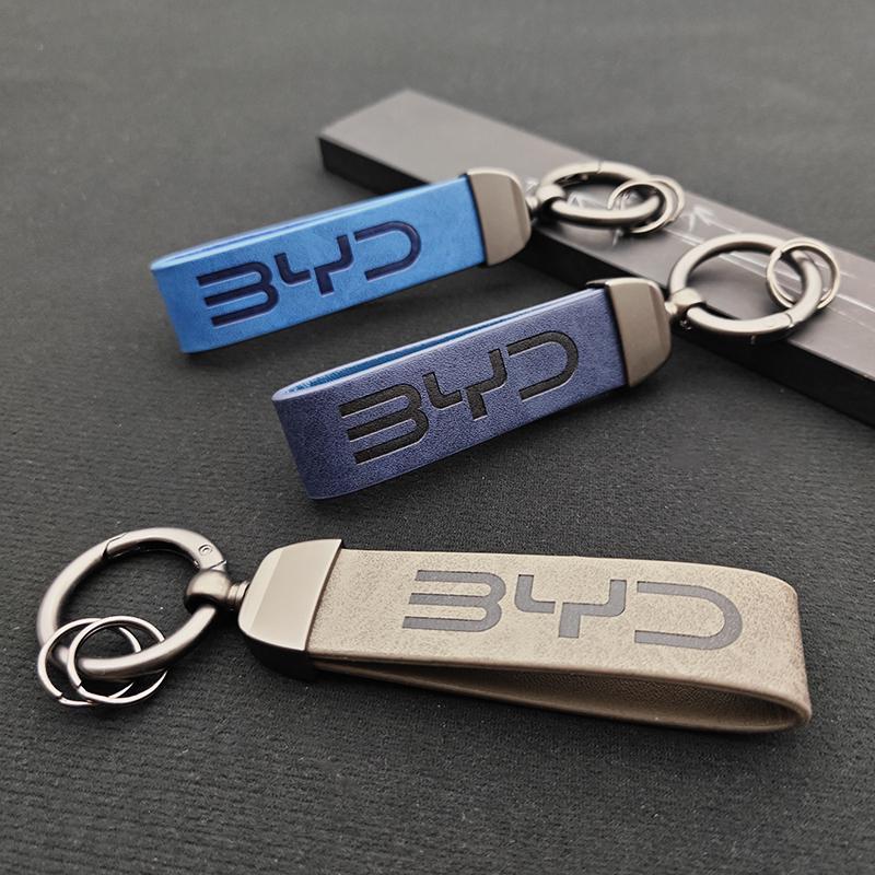 2025 Luxury Leather Car Keychain Logo BYD Key Rings Best Gift For BYD ATTO 3 SEAL U DOLPHIN U8 U9 HAN TANG Auto Accessories