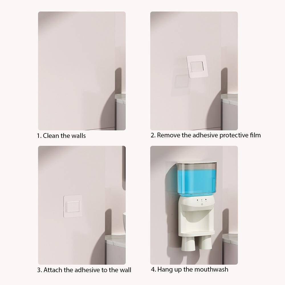 Automatic Mouthwash Dispenser Touchless Sensor Wall Mounted Mouthwash Dispenser with 2 Magnetic Cups 3 Dispensing S Waterproof Refilla