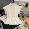 Fashion Flying Sleeve White Shirts Vintage Sleeveless Ruffled Lace Blouse for Woman Woman Elegant Casual Sweet Tops