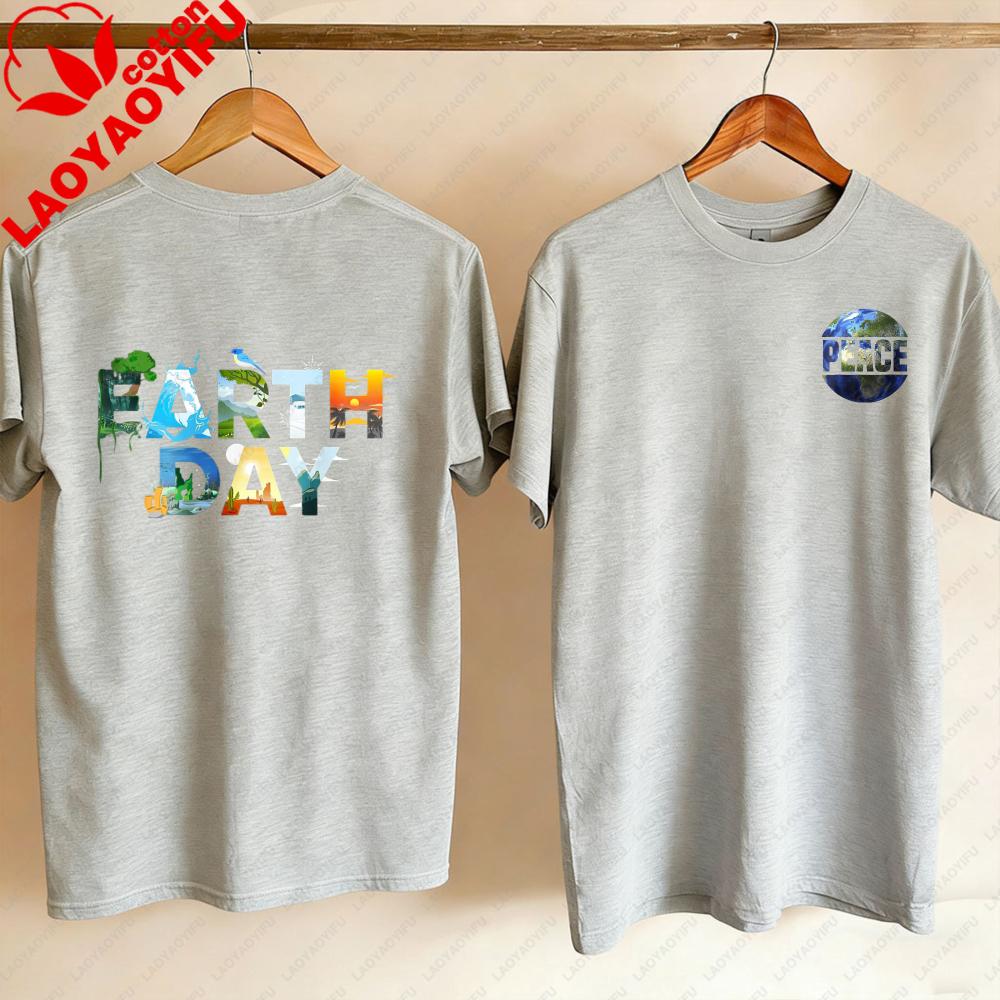 Earth Day EnvironUnisextal Protection Save Tree Animals Cotton TShirt Harajuku Oversized T Shirt Aesthetic Shirts for Women Tops