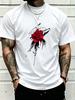 Graphic T-Shirt Gothic Dripping Red Rose Short Sleeve Crew Neck for Man