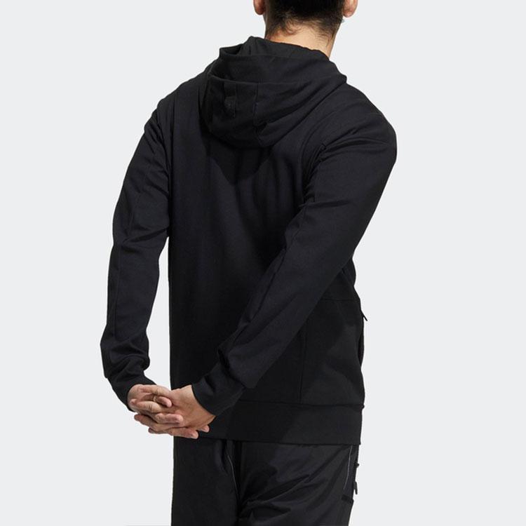 Adidas Plain Knit Hooded Jacket Men Outerwear Black HE5132