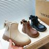 Girls Winter Warm Faux Leather Martin Boots With Bow Detail Side Zip Low Calf Snow Ages 4-12