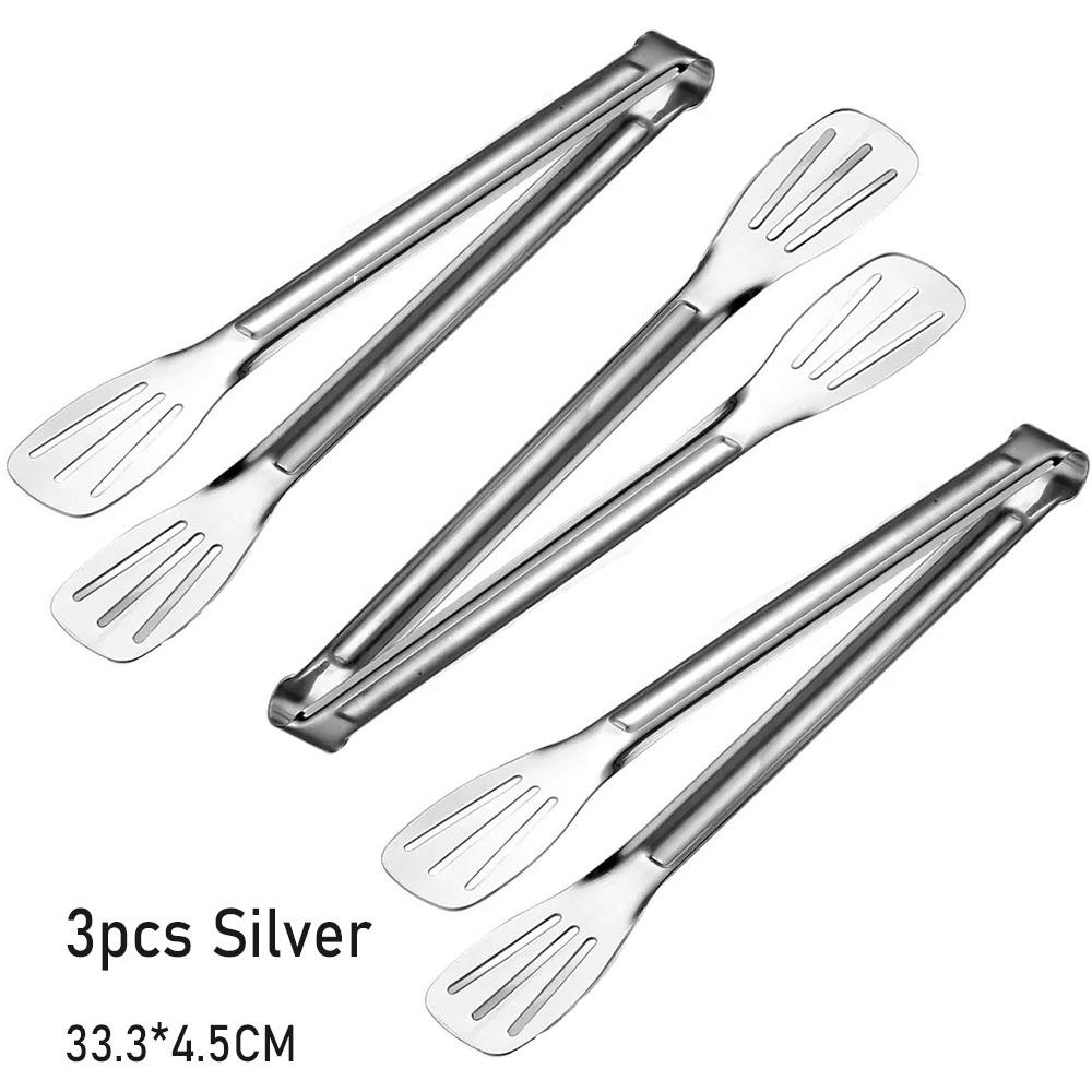 Stainless Steel Anti-Slip Food Clamp Kitchen Utensils Buffet Cooking Tool Bread Clip Accessories for Desserts Salads Barbecue