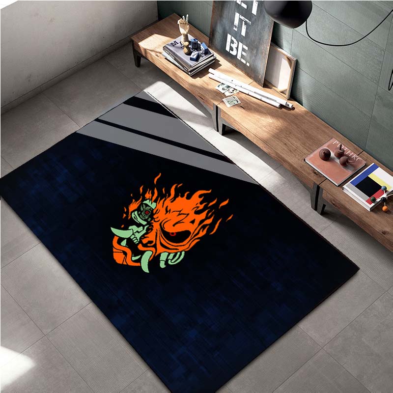 15 Velikostí Cyberpunk-2O77 Hra Oblastní Koberec, Koberec do Obývacího Pokoje Ložnice Pohovka Rohožka Domácí Dekorace, Dětská Protiskluzová Podložka na Podlahu